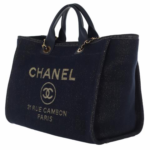 Sell Chanel Medium Deauville Tote - Blue/Gold