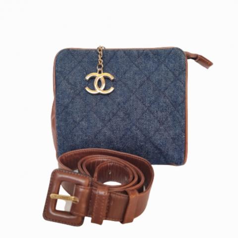 chanel denim waist bag