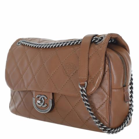 Sell Chanel Paris-Edinburgh Coco Sporran Quilted Jumbo Flap Bag - Brown