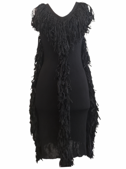 Sell Giambattista Valli Fringe Bodycon Dress - Black | HuntStreet.com