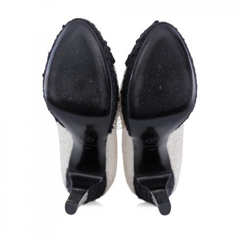 Sell Chanel Tweed Cap Toe Pumps With Metallic Heels - Black