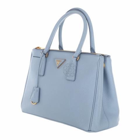 PRADA Saffiano Lux Double-Zip Tote Bag Light Blue Leather ref.36967 - Joli  Closet