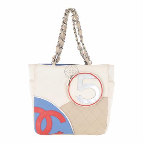 Sell Chanel Vintage No.5 Canvas Tote Bag - Cream/Multicolor