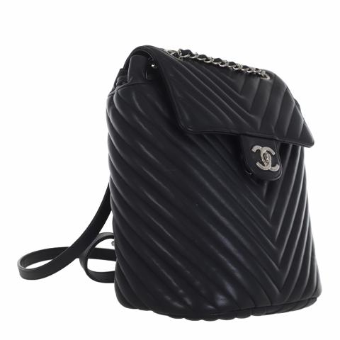 chanel silver backpack purse