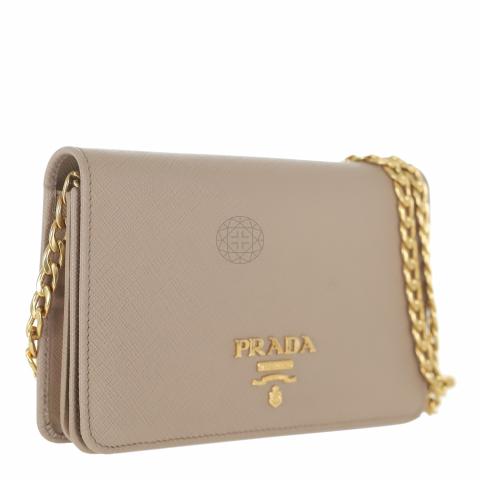 Prada Nude Saffiano Leather Wallet On Chain Prada