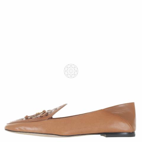 Sell Tory Burch Charm Woven Loafers - Brown 