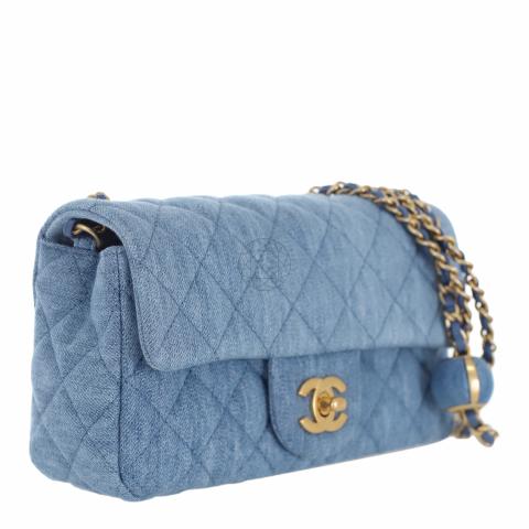 Sell Chanel Denim Mini Pearl Crush Rectangle Flap Bag - Blue |  Huntstreet.Com