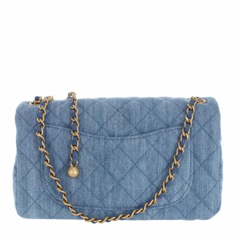 Sell Chanel Denim Mini Pearl Crush Rectangle Flap Bag Blue