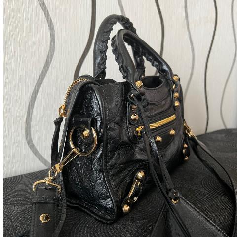 Balenciaga mini city black on sale gold