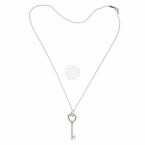 Co. Diamond Heart Key Necklace - Silver 