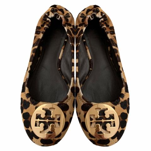 Sell Tory Burch Leopard Reva Flats - Black/Brown 