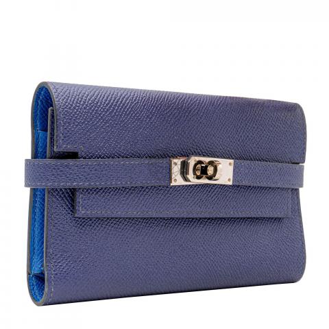 Hermes, Bags, Dogon Compact Wallet In Blue Encre