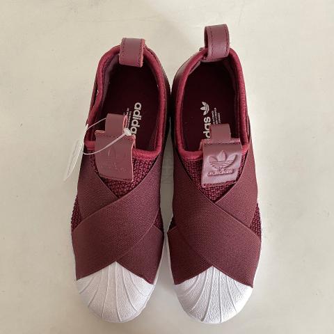 Adidas women's superstar clearance slip on red burgundy