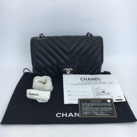 Chanel * 1994-1996 Beige Lambskin Mini Chevron Letter Flap Bag