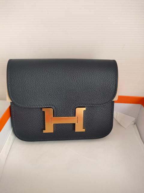 Hermès Constance Portefeuille Slim Belt Bag Evercolor Blue Nuit