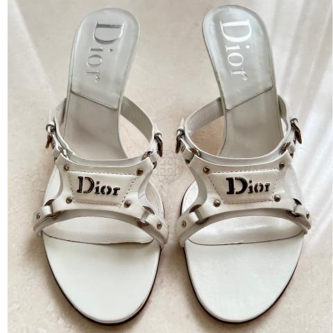 Dior Pink and White Monogram Sandals  The Kit Vintage