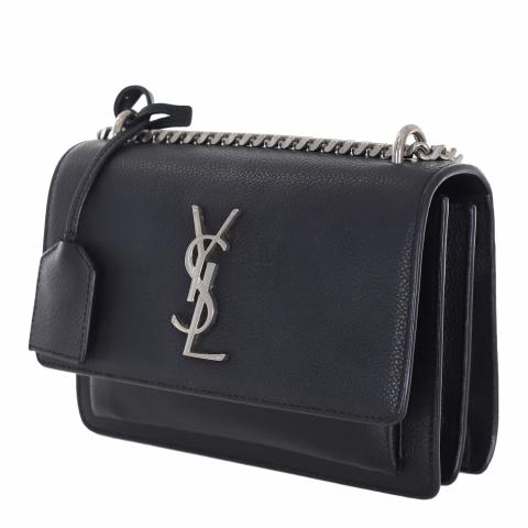 Saint Laurent - Authenticated Sunset Clutch Bag - Leather Black for Women, Good Condition