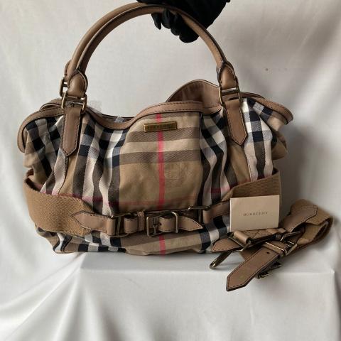 Vintage Burberry Nova Check bag leather and suede Multiple colors Beige  ref.511412 - Joli Closet