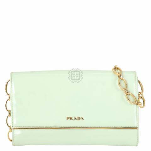 Sell Prada Brushed Leather Crossbody Bag - Light Green 