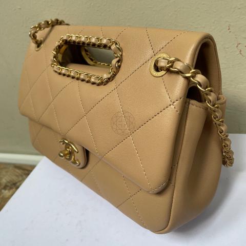 Sell Chanel Real Catch Handle Flap Bag - Nude