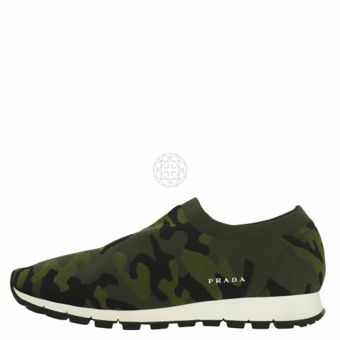Sell Prada Camouflage Knit Sock Sneakers Black/Green