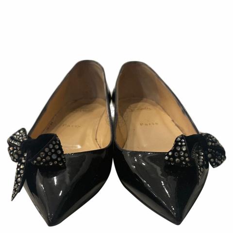 Christian Louboutin Patent Bow Flats Black
