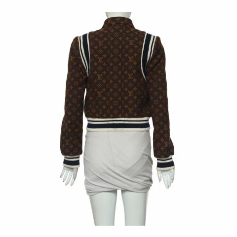 Louis Vuitton Silk Monogram Bomber Jacket Size 38, New at 1stDibs