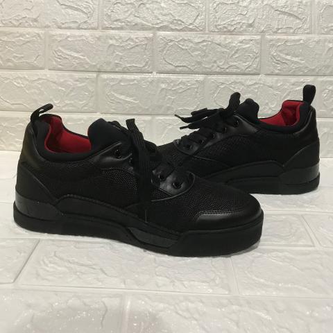 Christian Louboutin Black Leather, Suede and Fabric Aurelien Sneakers Size  44 Christian Louboutin