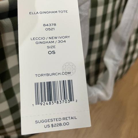 Sell Tory Burch Checkered Ella Tote - Green Sell Tory Burch Checkered Ella Tote - Green