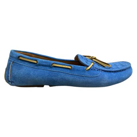 Sell Bottega Veneta Woven Suede Loafers - Blue | HuntStreet.com display picture 1