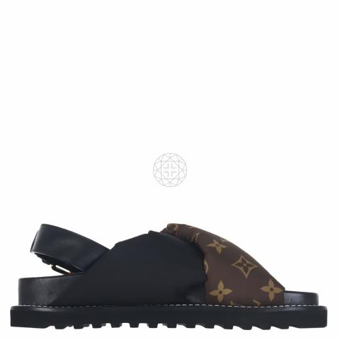 LOUIS VUITTON Paseo Flat Comfort Sandal Black. Size 35