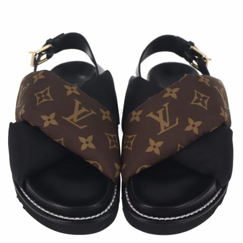 Louis Vuitton 1AB0XP Paseo Flat Comfort Sandal , Black, 34.5