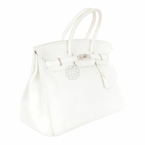 Hermes Birkin 35 White Taurillon Clemence Palladium Hardware