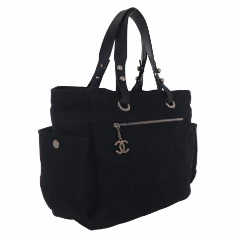 chanel black shopper tote bag