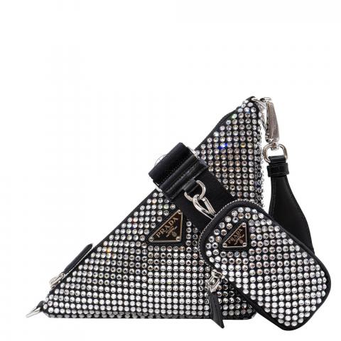 Sell Prada Triangle Bag with Crystals - Black/Silver 