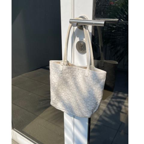Goyard Saint Louis Junior Tote Hand Bag PVC Canvas Leather White 230804T