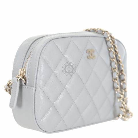 Sell Chanel Caviar Leather Zip Around Vanity Case Camera Bag With Chain -  Light Grey
