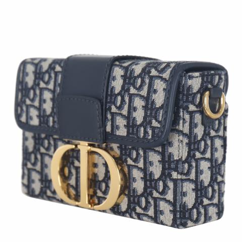 30 Montaigne Box Bag Blue Oblique  Womens Dior Handbags ⋆ Rincondelamujer