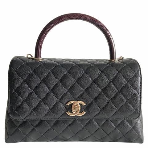 Chanel medium Coco Handle bag Black Leather ref.589057 - Joli Closet