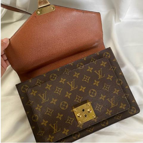 Monceau cloth handbag Louis Vuitton Brown in Cloth - 25253277