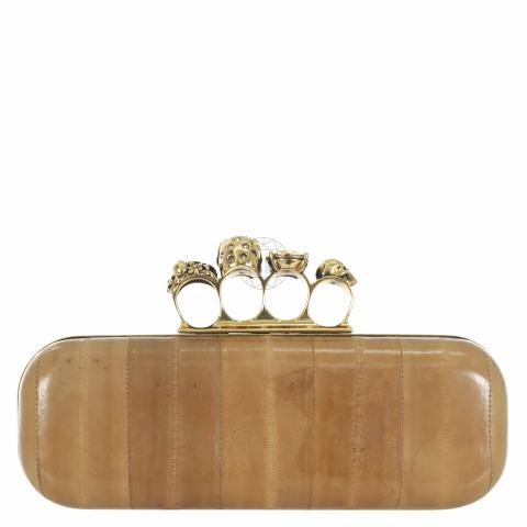 Sell Alexander McQueen Brass Four Ring Knuckle Long Leather Clutch