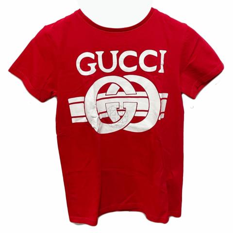 レア！ 縦ロゴ GUCCI 赤 Tシャツ Gucci Red Mesh Logo Printed