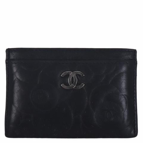 Sell Chanel Camellia Leather Card Holder - Black 