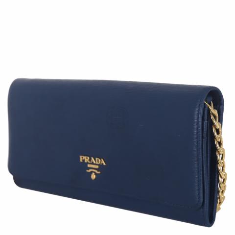 Sell Prada 1MT290 Vitello Move Wallet On Chain - Blue 