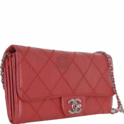 Coral Red Quilted Lambskin Leather Ultimate Stitch Flap Bag