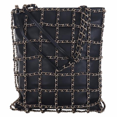 Chanel Black Nylon Flat Chain Handle Tote Medium Q6B0XE21K7006