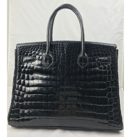 HERMES Shiny Niloticus Crocodile Birkin 30 Graphite 913636