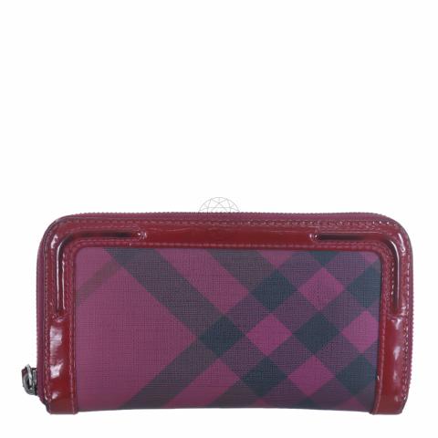 Sell Burberry Nova Check Zip-Around Wallet - Purple 