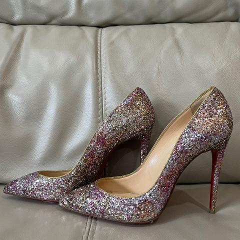 Louboutin pink glitter on sale heels