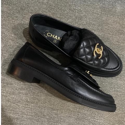 Sell Chanel CC Quilted Loafers - Black 